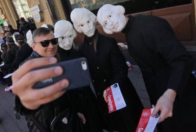 Actors in costumes of Nikolay Gogol