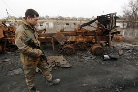 Ukrainian soldier in the Shirokino village