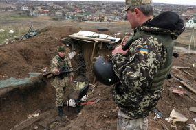 Ukrainian soldiers in the Shirokino village
