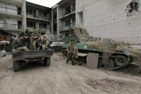 Ukrainian soldiers in the Shirokino village