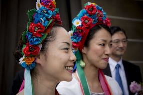 Girls in Ukrainian wreaths