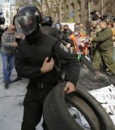 The clash between the policemen and protesters
