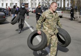 The clash between the policemen and protesters