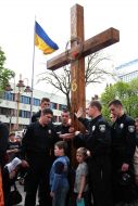 Policemen wearing a cross