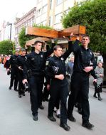 Policemen wearing a cross