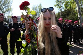 Woman near the law enforcers