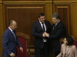Yuriy Lutsenko, Andrey Paruby, Oksana Syroed and Petro Poroshenko