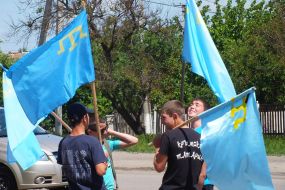 Young people with flags
