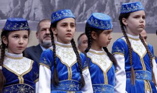 Girls in national costumes of Crimean Tatar