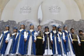 Children in the Crimean Tatar national costumes