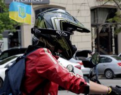 Motorcyclists are picketing the Kharkov City Council
