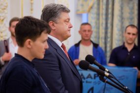 Nadiya Savchenko and Petro Poroshenko