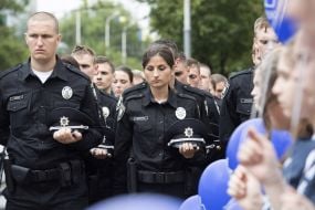 The ceremony of taking the oath by patrol police