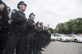 The ceremony of taking the oath by patrol police