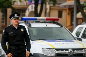 The ceremony of taking the oath by patrol police