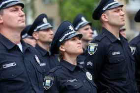The ceremony of taking the oath by patrol police