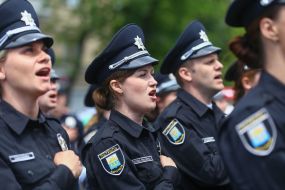 The ceremony of taking the oath by patrol police