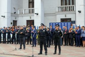 The ceremony of taking the oath by patrol police