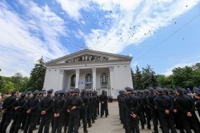 The ceremony of taking the oath by patrol police