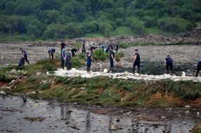 Work to strengthen the dam on the territory of the landfill in the Lviv region