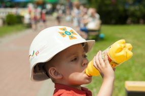 Boy drinking sugar water