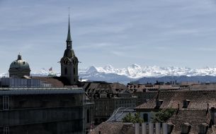 View of the city and the mountains