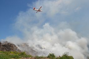 Extinguishing fire at the dump in the Lviv region