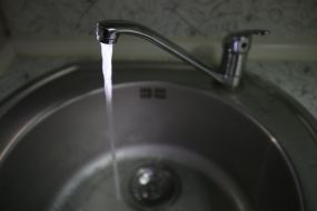 Water flows from the tap