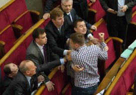 A scuffle in the hall of the Verkhovna Rada sessions