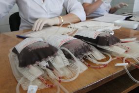 The containers with blood