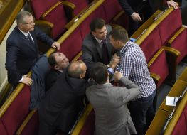 A scuffle in the hall of the Verkhovna Rada sessions