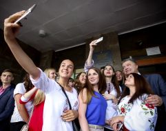 Petro Poroshenko during a meeting with students