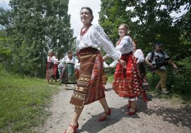 Girls in Ukrainian national costumes