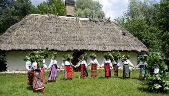 Girls in Ukrainian national costumes