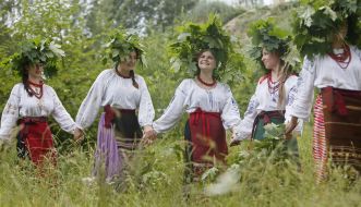 Girls in Ukrainian national costumes