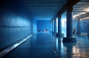 Containers of clean water on the water pumping station "Obolon-2"