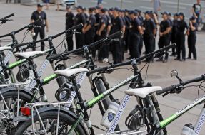 Police officers on bicycles