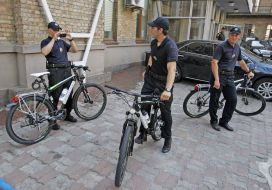 Police officers on bicycles