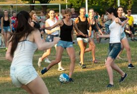 Football match "Blondes VS brunette"