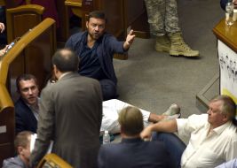 Blocking the rostrum of the Verkhovna Rada