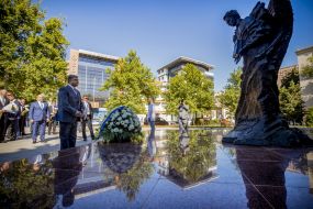 Petr Poroshenko during the laying flowers to monument Taras Shevchenko 