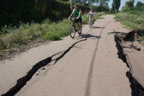 The crack on the road