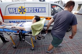 Valery Postny on hospital gurney