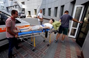 Valery Postny on hospital gurney