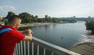 People relax on the beach