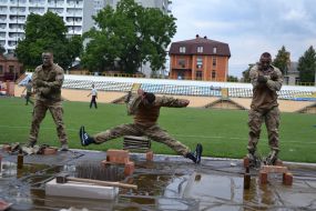 Demonstrative performance warriors scouts on fighting