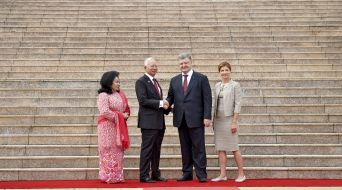 Rossi Mansor, Najib Razak, Petro Poroshenko and  Marina Poroshenko
