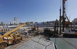 The construction of the shopping center