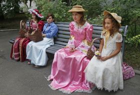 Girls sitting on the bench