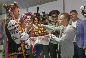 Meeting of Oleg Vernyayev at the airport